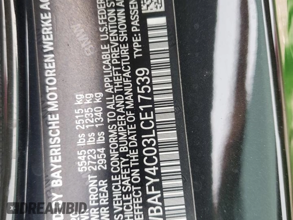 2020 BMW 8 Series z VIN WBAFY4C03LCE17539, wystawiony jako Copart lot #64737445 z przebiegiem 24 919 mil mil oraz Szkoda całkowita • Salvage title. Historia ofert i sprzedaży dostępna na DreamBid. Obrazek 12.