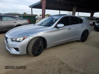 2020 Infiniti Q50 3.0t LUXE with VIN JN1EV7AP9LM208230, listed as a Copart auction lot 47831295 with 79,459 mi miles and Salvage Title. Bid and sale history available at carsss.com. Image 1.