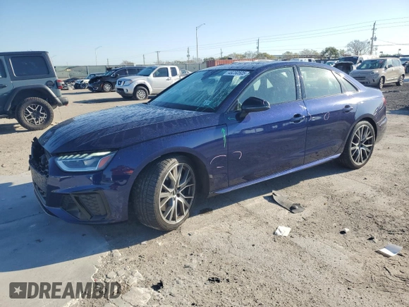 2022 Audi S4 Premium Plus z VIN WAUB4AF48NA017446, wystawiony jako Copart lot #48250505 z przebiegiem 47 634 mil mil oraz Nie do naprawy • Non repairable. Historia ofert i sprzedaży dostępna na DreamBid. Obrazek 1.
