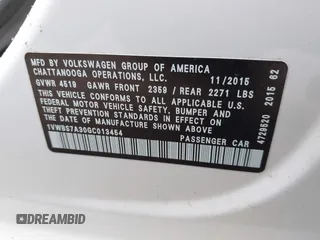 2016 Volkswagen Passat SE z VIN 1VWBS7A30GC013454, wystawiony jako IAAI lot #41477109 z przebiegiem 134 027 mil mil oraz . Historia ofert i sprzedaży dostępna na DreamBid. Obrazek 9.