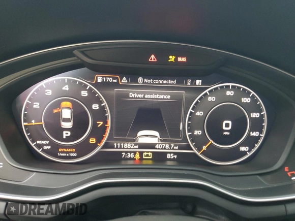 2018 Audi A4 Premium Plus with VIN WAUENAF41JA045609, listed as a Copart auction lot 58598885 with 111,882 mi miles and Salvage title. Bid and sale history available at DreamBid. Image 9.
