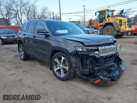 2023 Jeep Grand Cherokee Limited with VIN 1C4RJHBG1PC642541, listed as a IAAI auction lot 41959275 with 10,535 mi miles and . Bid and sale history available at DreamBid. Image 1.