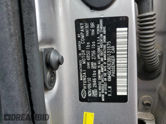 2011 Hyundai Genesis with VIN KMHGC4DE3BU131675, listed as a Copart auction lot 54255134 with 192,926 mi miles and Salvage Title. Bid and sale history available at carsss.com. Image 12.
