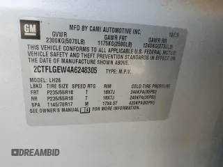 2010 GMC Terrain SLT-1 z VIN 2CTFLGEW4A6248305, wystawiony jako Copart lot #72005474 z przebiegiem 157 247 mil mil oraz Szkoda całkowita • Salvage title. Historia ofert i sprzedaży dostępna na DreamBid. Obrazek 12.