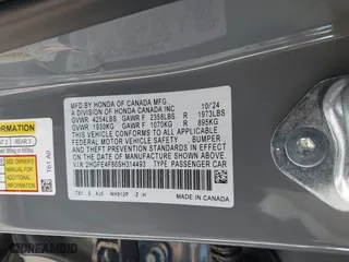 2025 Honda Civic Sedan Hybrid Sport with VIN 2HGFE4F86SH314493, listed as a IAAI auction lot 41397577 with 1,494 mi miles. Bid and sale history available at carsss.com. Image 9.