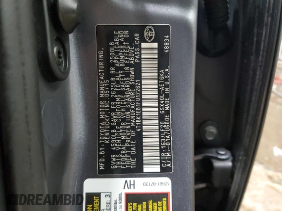 2015 Toyota Avalon Limited with VIN 4T1BK1EB1FU172621, listed as a Copart auction lot 49696845 with 72,518 mi miles and Salvage Title. Bid and sale history available at DreamBid. Image 12.