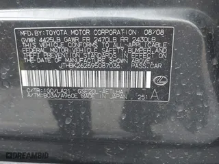 2009 Lexus IS 250 with VIN JTHBK262695087036, listed as a IAAI auction lot 41944640 with 221,438 mi miles. Bid and sale history available at carsss.com. Image 9.