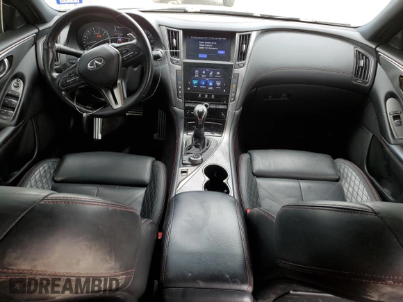 2019 Infiniti Q50 Red Sport 400 with VIN JN1FV7APXKM760676, listed as a Copart auction lot 53042805 with 112,374 mi miles and Salvage title. Bid and sale history available at DreamBid. Image 8.