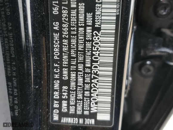 2013 Porsche Panamera S Hybrid with VIN WP0AD2A73DL045082, listed as a Copart auction lot 78989884 with 122,866 mi miles and Salvage Title. Bid and sale history available at carsss.com. Image 12.