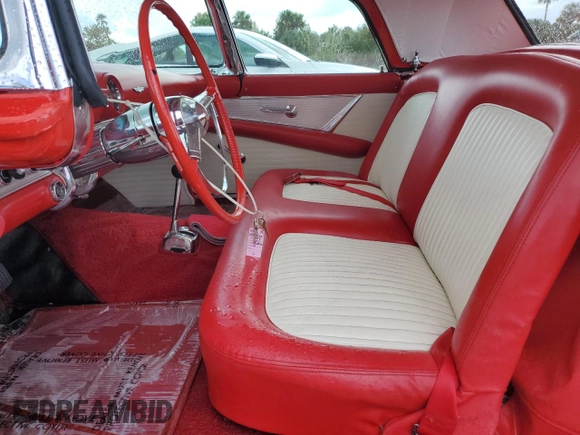 1955 Ford Thunderbird with VIN P5FH185381, listed as a Copart auction lot 73986904 with 2,206 mi miles and Salvage Title. Bid and sale history available at DreamBid. Image 7.