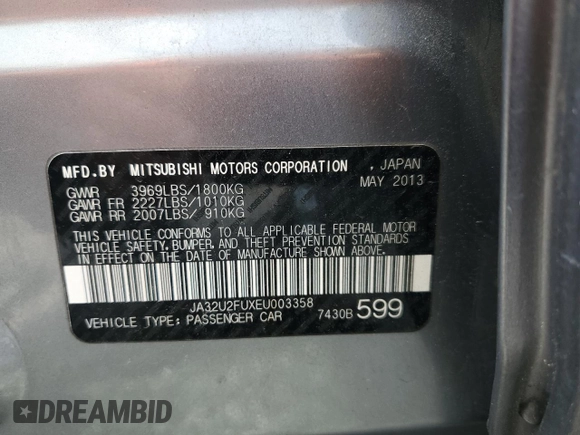 2014 Mitsubishi Lancer ES with VIN JA32U2FUXEU003358, listed as a Copart auction lot 55555935 with 185,151 mi miles and Salvage title. Bid and sale history available at DreamBid. Image 12.
