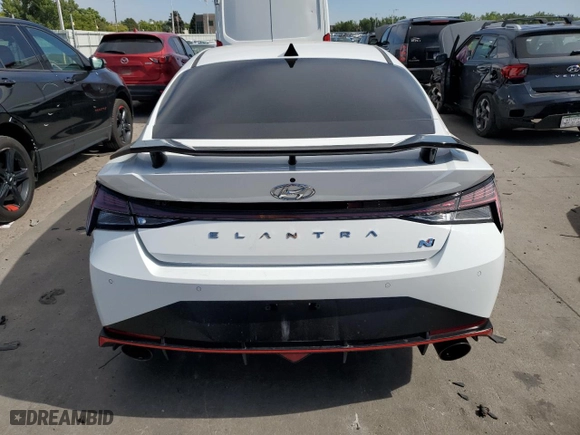 2022 Hyundai Elantra N with VIN KMHLW4AK2NU005943, listed as a Copart auction lot 71101014 with 52,815 mi miles and Salvage Title. Bid and sale history available at carsss.com. Image 6.