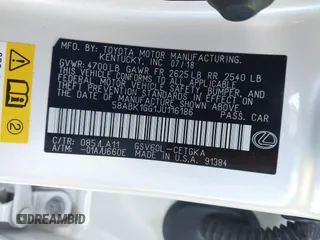 2018 Lexus ES with VIN 58ABK1GG1JU116186, listed as a IAAI auction lot 41981965 with 98,233 mi miles. Bid and sale history available at carsss.com. Image 9.