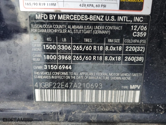 2007 Mercedes-Benz GL-Class with VIN 4JGBF22E47A210693, listed as a Copart auction lot 41978865 with 243,297 mi miles and Clean Title. Bid and sale history available at carsss.com. Image 13.
