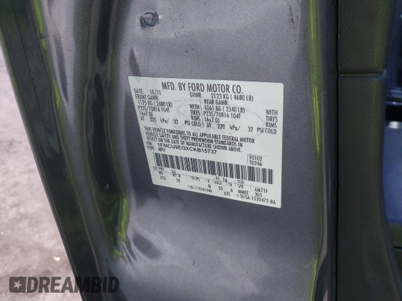 2012 Ford Escape Limited с VIN 1FMCU9EGXCKB15737, выставлен на аукционе IAAI как лот 42568470 с пробегом 224 395 миль миль и . История ставок и продаж доступна на DreamBid. Изображение 9.