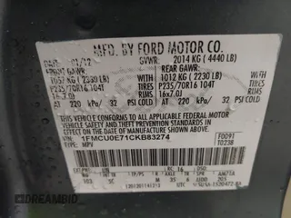 2012 Ford Escape Limited with VIN 1FMCU0E71CKB83274, listed as a IAAI auction lot 41737496 with 175,661 mi miles. Bid and sale history available at carsss.com. Image 9.