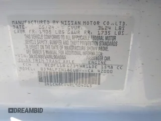 2024 Nissan Versa SV z VIN 3N1CN8EV4RL904065, wystawiony jako IAAI lot #41793991 z przebiegiem 2 742 mil mil oraz . Historia ofert i sprzedaży dostępna na DreamBid. Obrazek 9.