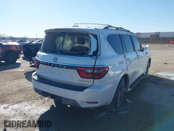 2021 Nissan Armada Platinum with VIN JN8AY2DA4M9371454, listed as a IAAI auction lot 41685753 with 1 mi miles. Bid and sale history available at carsss.com. Image 4.