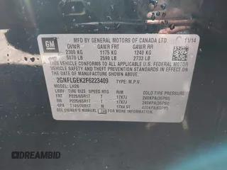 2015 Chevrolet Equinox LT with VIN 2GNFLGEK2F6223409, listed as a IAAI auction lot 41887859 with 176,662 mi miles. Bid and sale history available at carsss.com. Image 9.
