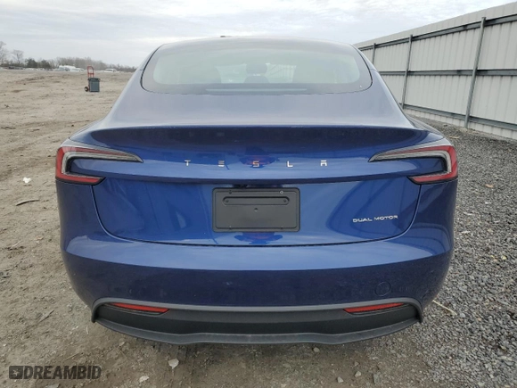 2025 Tesla Model 3 Long Range with VIN 5YJ3E1EB4SF888920, listed as a Copart auction lot 86271714 with 1,201 mi miles and Salvage Title. Bid and sale history available at carsss.com. Image 6.