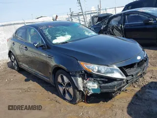 2013 Kia Optima Hybrid EX with VIN KNAGM4AD8D5043261, listed as a IAAI auction lot 41280722 with 142,748 mi miles. Bid and sale history available at carsss.com. Image 1.