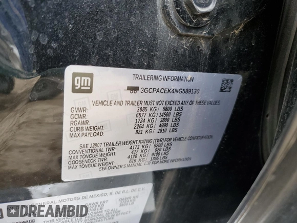 2022 Chevrolet Silverado 1500 LT with VIN 3GCPACEK4NG589130, listed as a Copart auction lot 43609115 with 26,571 mi miles and Salvage Title. Bid and sale history available at carsss.com. Image 12.