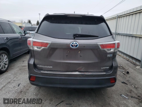 2016 Toyota Highlander Hybrid Limited with VIN 5TDDCRFH9GS020541, listed as a Copart auction lot 83858094 with 78,115 mi miles and Salvage Title. Bid and sale history available at carsss.com. Image 6.