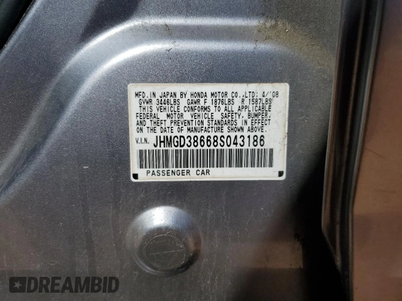 2008 Honda Fit Sport with VIN JHMGD38668S043186, listed as a Copart auction lot 48533055 with 95,396 mi miles and Salvage Title. Bid and sale history available at carsss.com. Image 14.