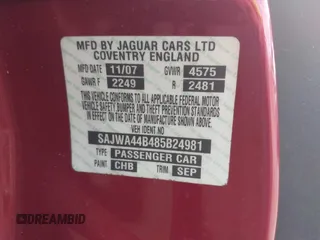 2008 Jaguar XK with VIN SAJWA44B485B24981, listed as a IAAI auction lot 41866497 with 84,920 mi miles. Bid and sale history available at carsss.com. Image 9.