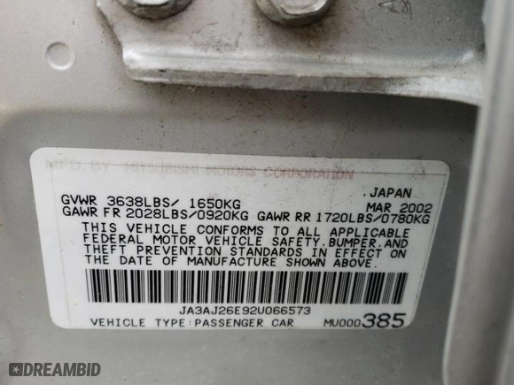2002 Mitsubishi Lancer ES with VIN JA3AJ26E92U066573, listed as a Copart auction lot 43768435 with 100,108 mi miles and Salvage Title. Bid and sale history available at carsss.com. Image 12.