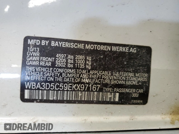 2014 BMW 3 Series 328d xDrive with VIN WBA3D5C59EKX97167, listed as a Copart auction lot 45480715 with 142,967 mi miles and Salvage Title. Bid and sale history available at carsss.com. Image 14.