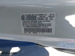 2015 Honda Odyssey EX with VIN 5FNRL5H45FB033248, listed as a IAAI auction lot 41775255 with 163,950 mi miles. Bid and sale history available at carsss.com. Image 9.