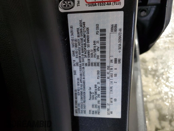 2018 Ford Fiesta SE with VIN 3FADP4BJ6JM121548, listed as a Copart auction lot 47626285 with 85,135 mi miles and Salvage Title. Bid and sale history available at DreamBid. Image 14.