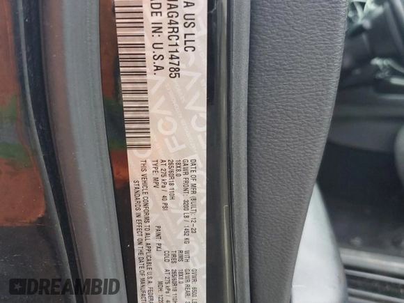 2024 Dodge Durango SXT with VIN 1C4RDJAG4RC114785, listed as a Copart auction lot 85810974 with 19,696 mi miles and Clean title. Bid and sale history available at DreamBid. Image 13.