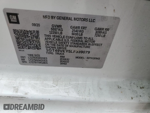 2020 GMC Sierra 3500HD AT4 z VIN 1GT49VEY5LF339079, wystawiony jako Copart lot #78756624 z przebiegiem 66 402 mil mil oraz Szkody całkowita. Historia ofert i sprzedaży dostępna na DreamBid. Obrazek 14.