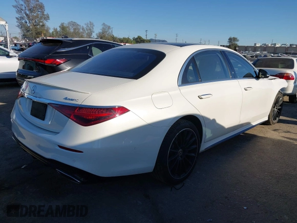 2022 Mercedes-Benz S 580 with VIN W1K6G7GB7NA155903, listed as a IAAI auction lot 41867399 with 60,573 mi miles and . Bid and sale history available at DreamBid. Image 4.