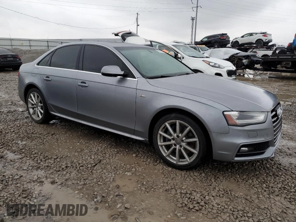 2015 Audi A4 Premium Plus with VIN WAUHFAFL3FN006599, listed as a Copart auction lot 85772424 with 0 mi miles and Salvage Title. Bid and sale history available at carsss.com. Image 4.
