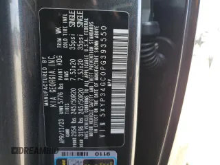 2023 Kia Telluride EX z VIN 5XYP34GC0PG393550, wystawiony jako Copart lot #59342944 z przebiegiem 19 118 mil mil oraz Szkoda całkowita • Salvage title. Historia ofert i sprzedaży dostępna na DreamBid. Obrazek 15.