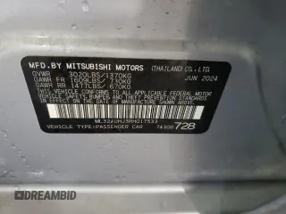 2024 Mitsubishi Mirage ES with VIN ML32AUHJ3RH017533, listed as a Copart auction lot 61968955 with 15,596 mi miles and Salvage title. Bid and sale history available at DreamBid. Image 13.