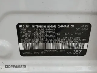 2021 Mitsubishi Outlander SE with VIN JA4APVAU8MU012601, listed as a Copart auction lot 52953635 with 71,938 mi miles and Salvage title. Bid and sale history available at DreamBid. Image 14.
