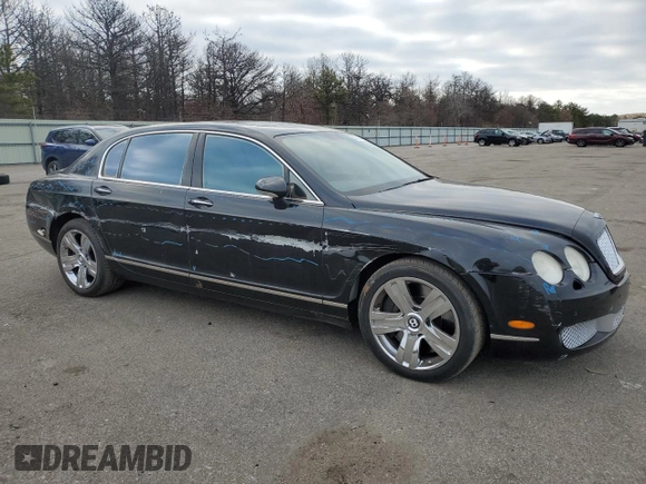 2007 Bentley Flying Spur with VIN SCBBR93W778040920, listed as a Copart auction lot 48711225 with 100,528 mi miles and Salvage title. Bid and sale history available at DreamBid. Image 4.