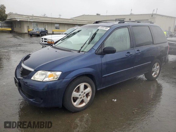 2003 Mazda MPV LX with VIN JM3LW28J730370748, listed as a Copart auction lot 45080795 with 185,696 mi miles and Clean Title. Bid and sale history available at carsss.com. Image 1.