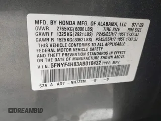 2010 Honda Pilot Touring z VIN 5FNYF4H83AB010432, wystawiony jako IAAI lot #42125885 z przebiegiem 172 516 mil mil oraz . Historia ofert i sprzedaży dostępna na DreamBid. Obrazek 9.