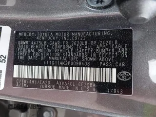 2023 Toyota Camry SE with VIN 4T1G11AK3PU098408, listed as a IAAI auction lot 41924416 with 46,991 mi miles and . Bid and sale history available at carsss.com. Image 9.