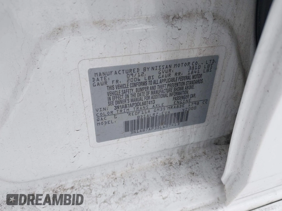 2013 Nissan Sentra FE+ S with VIN 3N1AB7AP3DL607413, listed as a IAAI auction lot 41538420 with 140,783 mi miles and . Bid and sale history available at DreamBid. Image 9.