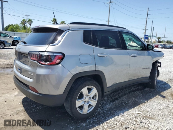 2022 Jeep Compass Latitude with VIN 3C4NJCBB7NT214268, listed as a Copart auction lot 54277455 with 24,695 mi miles and Salvage title. Bid and sale history available at DreamBid. Image 3.