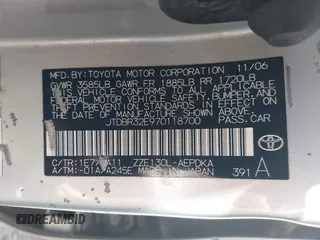 2007 Toyota Corolla CE with VIN JTDBR32E970118700, listed as a IAAI auction lot 42369005 with 191,940 mi miles and . Bid and sale history available at DreamBid. Image 9.