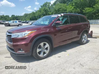 2016 Toyota Highlander Limited with VIN 5TDDKRFH6GS317155, listed as a Copart auction lot 62155295 with 117,092 mi miles and Salvage title. Bid and sale history available at DreamBid. Image 1.