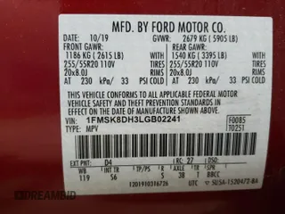 2020 Ford Explorer XLT with VIN 1FMSK8DH3LGB02241, listed as a Copart auction lot 53352625 with 36,009 mi miles and Salvage Title. Bid and sale history available at carsss.com. Image 13.