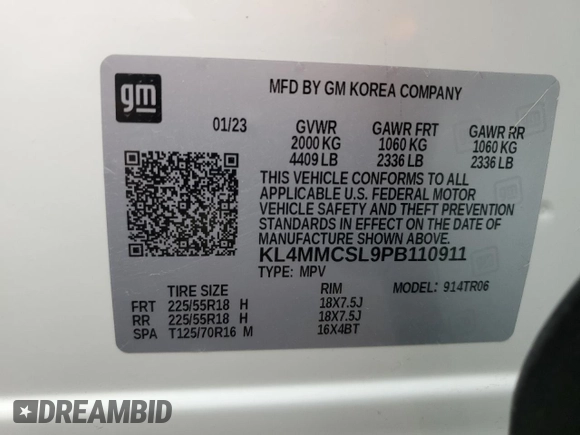 2023 Buick Encore GX Preferred с VIN KL4MMCSL9PB110911, выставлен на аукционе Copart как лот 51857795 с пробегом 29 217 миль миль и Списание • Salvage title. История ставок и продаж доступна на DreamBid. Изображение 14.